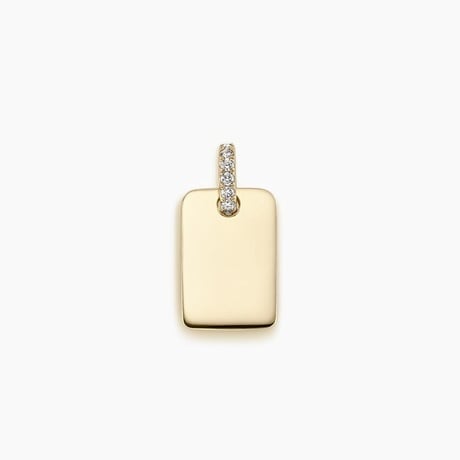 Rectangular Engravable Tag Diamond Charm