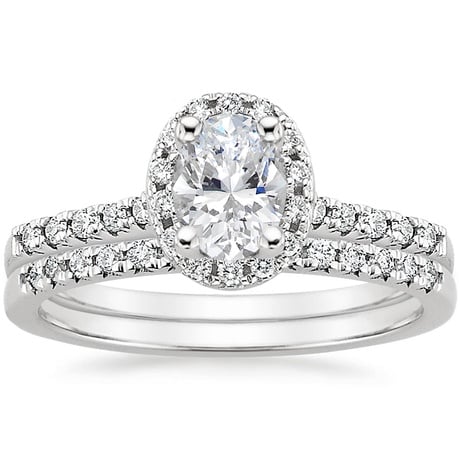 18K White Gold Odessa Diamond Ring (1/5 ct. tw.) with Sonora Diamond Ring (1/8 ct. tw.)