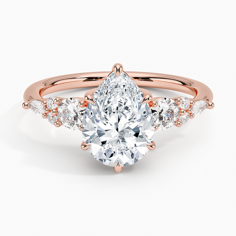 14K Rose Gold Nadia Three Stone Diamond Ring