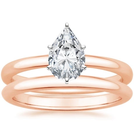 14K Rose Gold Six-Prong 2mm Comfort Fit Bridal Set