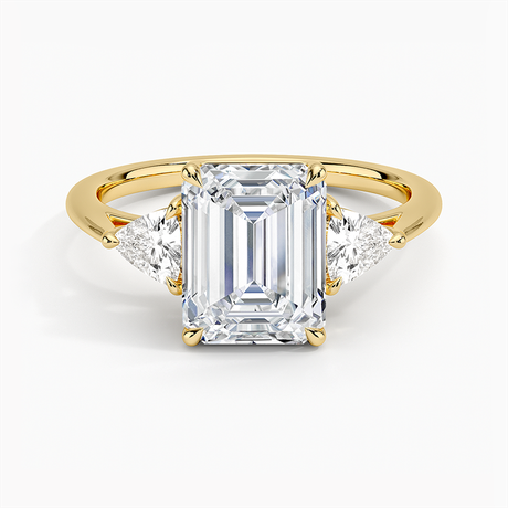 18K Yellow Gold Luxe Trillion Cut Three Stone Diamond Ring