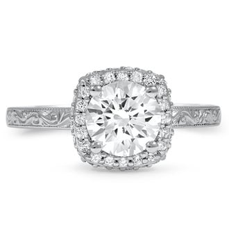 Custom Surprise Accents Vintage-Inspired Halo Diamond Ring