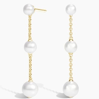 Cordelia Cultured Pearl Drop Earrings in 18K Yellow Gold