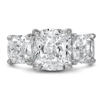 Custom Three Stone Cushion Diamond Ring