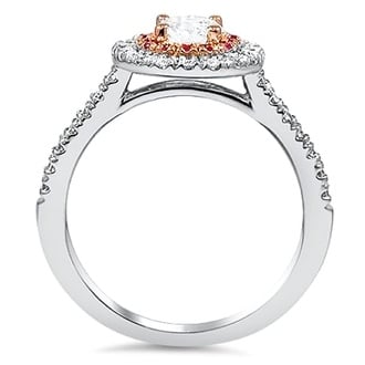 Custom Mixed Metal Diamond and Sapphire Halo Ring