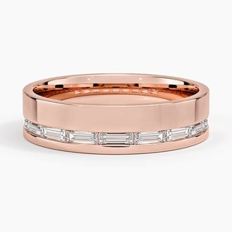 Austin Baguette Lab Diamond 5.5mm Wedding Ring in 14K Rose Gold