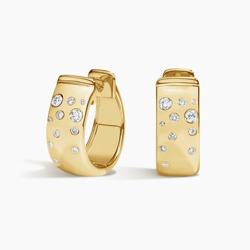14K Yellow Gold Mosaic Hoop Earrings