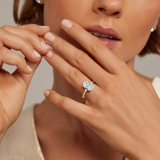 Aria Three Stone with 1ct Oval Certified Natural Diamond in 18K Yellow Gold