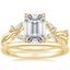 18K Yellow Gold Azalea Twist Diamond Ring with Petite Comfort Fit Wedding Ring