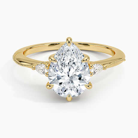 Camellia Three Stone Pear Diamond Ring