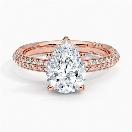 18K Rose Gold Tacori Sculpted Crescent Knife Edge Diamond Ring