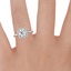 18K White Gold French Halo Diamond Ring, smallzoomed in top view on a hand