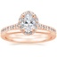 14K Rose Gold Halo Diamond Ring with Side Stones (1/3 ct. tw.) with Petite Comfort Fit Wedding Ring