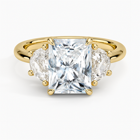 18K Yellow Gold Half Moon Three Stone Diamond Ring (1/2 ct. tw.)