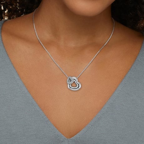 Two Hearts Lab Diamond Tube Necklace (1/3 ct. tw.)
