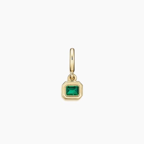 Emerald Cut Lab Emerald Milgrain Bezel Charm