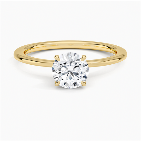 18K Yellow Gold Petite Secret Halo Diamond Ring