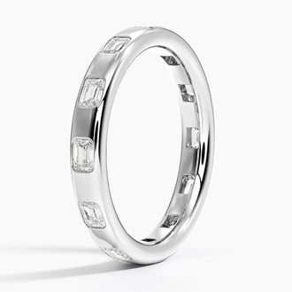 Chloe Flush Set Emerald Cut Lab Diamond Ring in Platinum