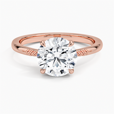 14K Rose Gold Laurel Engraved Ring
