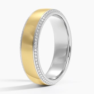 Avalon Mixed Metal Eternity Diamond 6mm Wedding Ring in 18K Yellow Gold