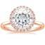 14K Rose Gold Vienna Halo Diamond Ring, smalltop view
