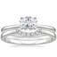 18K White Gold Horizontal Petite Comfort Fit Ring with Crescent Diamond Ring