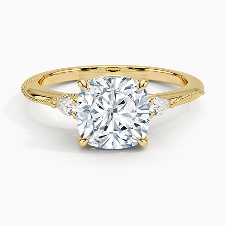 Camellia Three Stone Pear Diamond Ring