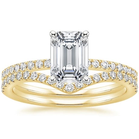 18K Yellow Gold Ballad Diamond Ring (1/8 ct. tw.) with Flair Diamond Ring (1/6 ct. tw.)
