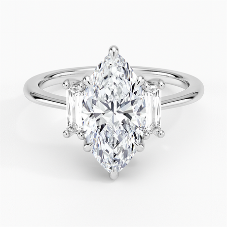 Horizontal Baguette Diamond Engagement Ring