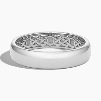 Hidden Celtic Knot 5mm Wedding Ring in 18K White Gold