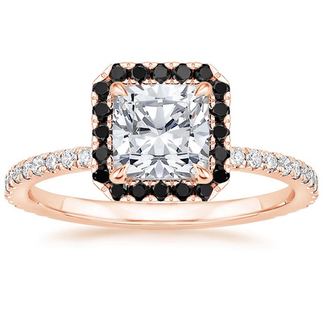 14K Rose Gold Waverly Diamond Ring with Black Diamond Accents with Luxe Ballad Black Diamond Ring