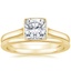 18K Yellow Gold Luna Ring with Petite Comfort Fit Wedding Ring