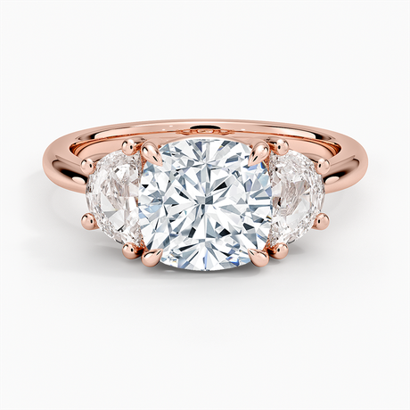 14K Rose Gold Half Moon Three Stone Diamond Ring (1/2 ct. tw.)