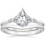 18K White Gold Nadia Diamond Ring with Petite Curved Wedding Ring