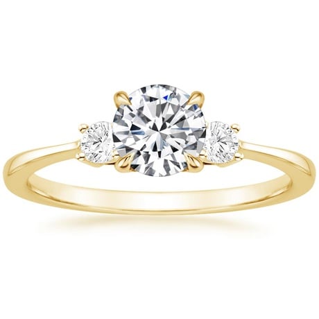 18K Yellow Gold Selene Diamond Ring with Petite Curved Diamond Ring