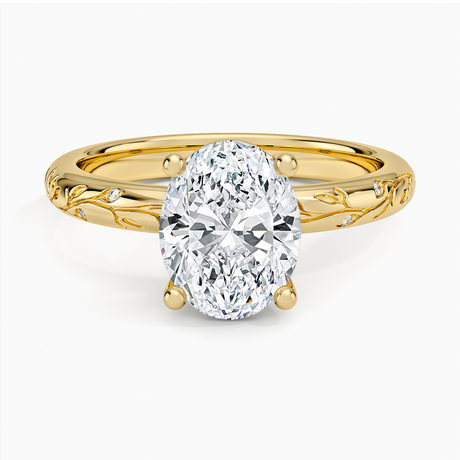 Verdure Engraved Diamond Solitaire Ring