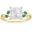 18K Yellow Gold Willow Ring With Lab Emerald Accents, smalltop view