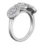 Three Stone Bezel Halo Ring, smallside view