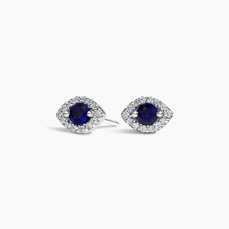 Evil Eye Lab Sapphire and Diamond Stud Earrings (1/10 ct. tw.)