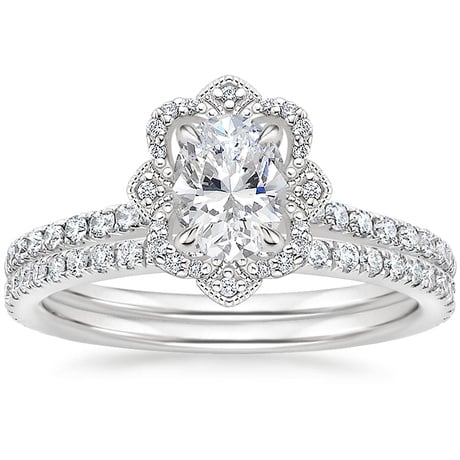 18K White Gold Reina Diamond Ring with Luxe Ballad Diamond Ring (1/4 ct. tw.)
