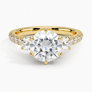 Moissanite Gramercy Three Stone Diamond Ring (3/4 ct. tw.) in 18K ...