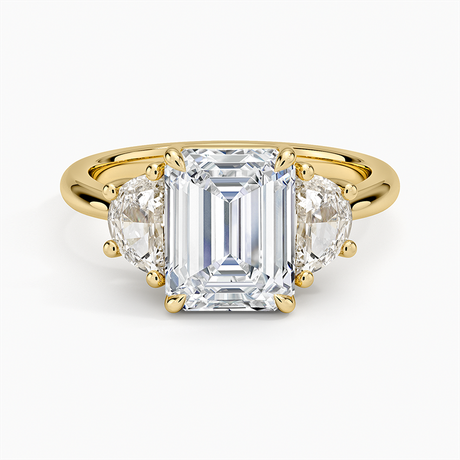 18K Yellow Gold Half Moon Three Stone Diamond Ring (1/2 ct. tw.)