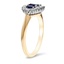 Three Stone Sapphire and Diamond Halo Ring, smallview