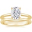 18K Yellow Gold Petite Elodie Ring with Petite Comfort Fit Wedding Ring
