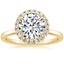 18K Yellow Gold Vienna Halo Diamond Ring, smalltop view