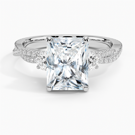 18K White Gold Luxe Three Stone Petite Twisted Vine Diamond Ring
