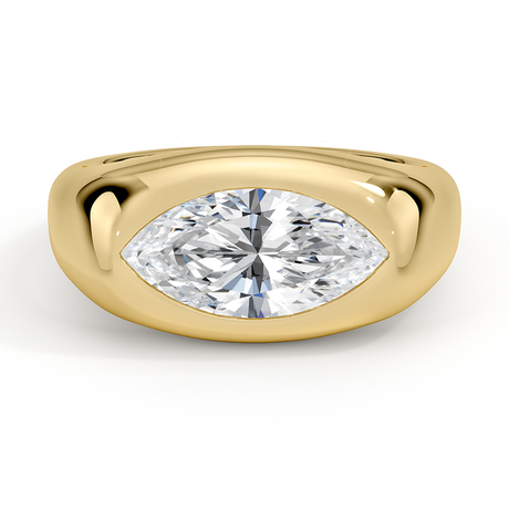 Flush Set Solitaire Diamond Dome Ring
