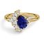 Custom Pear Sapphire and Cluster Diamond Ring