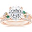 14K Rose Gold Arden Diamond Ring with Lab Emerald Accents with Luxe Ballad Diamond Ring (1/4 ct. tw.)