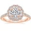 14K Rose Gold Rosa Halo Diamond Ring, smalltop view